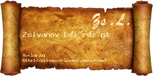 Zsivanov Lóránt névjegykártya